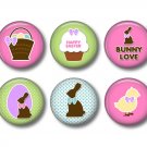 Easter Spring Time Bunny Love, 12 1 Inch Pinback Buttons - Set 1