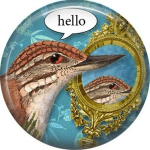 hello, Talking Birds 1 Inch Pinback Button Badge Pin - 4009