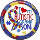 I Love my Autistic Grandson Puzzle Border, Autism Awareness 1 Inch Pinback Button Badge - 6025