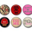 Wild Love Valentine's Day 12 1 Inch Pinback Button Badge Pins - Set 4