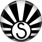 Art Deco Sunburst Alphabet Letter S, 1 Inch Button Badge Pin