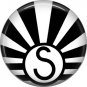 Art Deco Sunburst Alphabet Letter S, 1 Inch Button Badge Pin