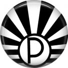 Art Deco Sunburst Alphabet Letter P, 1 Inch Button Badge Pin