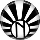 Art Deco Sunburst Alphabet Letter N, 1 Inch Button Badge Pin