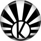 Art Deco Sunburst Alphabet Letter K, 1 Inch Button Badge Pin