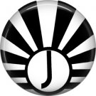 Art Deco Sunburst Alphabet Letter J, 1 Inch Button Badge Pin