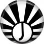 Art Deco Sunburst Alphabet Letter J, 1 Inch Button Badge Pin