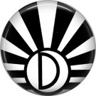 Art Deco Sunburst Alphabet Letter D, 1 Inch Button Badge Pin