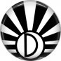 Art Deco Sunburst Alphabet Letter D, 1 Inch Button Badge Pin