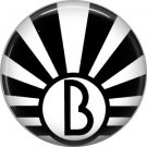 Art Deco Sunburst Alphabet Letter B, 1 Inch Button Badge Pin
