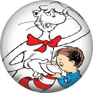 Nick Checking out the Hat, Dr. Seuss 1 Inch Pinback Button Badge - 6045