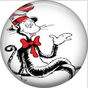 The Cat in the Hat Sitting, Dr. Seuss 1 Inch Pinback Button Badge - 6042