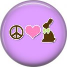 Peace Love Bunny on Purple Background Easter 1 Inch Button Badge Pin Pinback Button - 2052