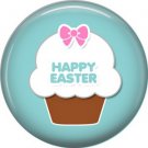 Happy Easter Cupcake on Blue Background Spring 1 Inch Button Badge Pin Pinback Button - 2053