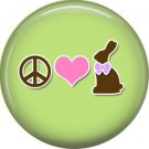Peace Love Bunny on Green Background Easter 1 Inch Button Badge Pin Pinback Button - 2060