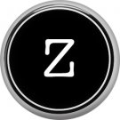1 Inch Alphabet Letter Z Button Badge Pin Resembling Vintage Typewriter Keys