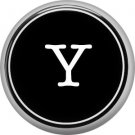 1 Inch Alphabet Letter Y Button Badge Pin Resembling Vintage Typewriter Keys