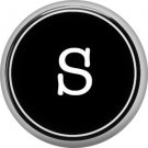 1 Inch Alphabet Letter S Button Badge Pin Resembling Vintage Typewriter Keys