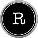 1 Inch Alphabet Letter R Button Badge Pin Resembling Vintage Typewriter Keys