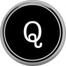 1 Inch Alphabet Letter Q Button Badge Pin Resembling Vintage Typewriter Keys