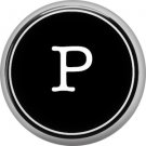 1 Inch Alphabet Letter P Button Badge Pin Resembling Vintage Typewriter Keys
