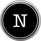 1 Inch Alphabet Letter N Button Badge Pin Resembling Vintage Typewriter Keys