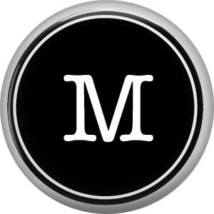 1 Inch Alphabet Letter M Button Badge Pin Resembling Vintage Typewriter Keys