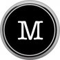 1 Inch Alphabet Letter M Button Badge Pin Resembling Vintage Typewriter Keys