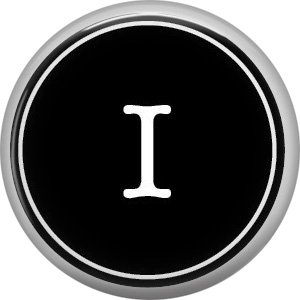 1 Inch Alphabet Letter I Button Badge Pin Resembling Vintage Typewriter Keys