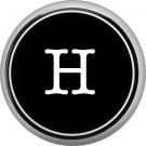 1 Inch Alphabet Letter H Button Badge Pin Resembling Vintage Typewriter Keys