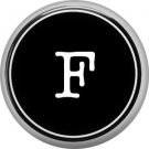 1 Inch Alphabet Letter F Button Badge Pin Resembling Vintage Typewriter Keys
