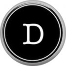 1 Inch Alphabet Letter D Button Badge Pin Resembling Vintage Typewriter Keys