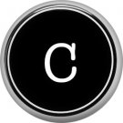 1 Inch Alphabet Letter C Button Badge Pin Resembling Vintage Typewriter Keys