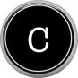 1 Inch Alphabet Letter C Button Badge Pin Resembling Vintage Typewriter Keys