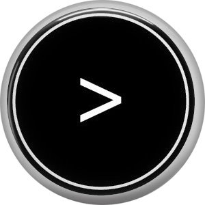 1 Inch Alphabet Greater Than Mark Button Badge Pin Resembling Vintage Typewriter Keys