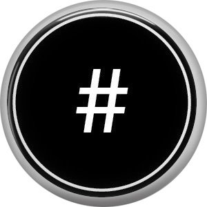 1 Inch Alphabet Hash Tag Number Button Badge Pin Resembling Vintage Typewriter Keys