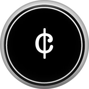 1 Inch Alphabet Cent Sign Button Badge Pin Resembling Vintage Typewriter Keys