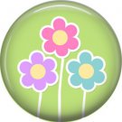 Spring Flowers on Green Background 1 Inch Button Badge Pin Pinback Button - 2064
