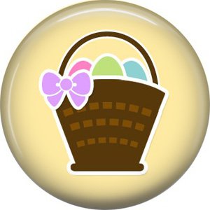 Basket of Easter Eggs on Yellow Background 1 Inch Button Badge Pin Pinback Button - 2067