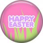 Happy Easter with Grass on Pink Background 1 Inch Button Badge Pin Pinback Button - 2068
