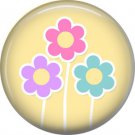 Spring Flowers on Yellow Background 1 Inch Button Badge Pin Pinback Button - 2071