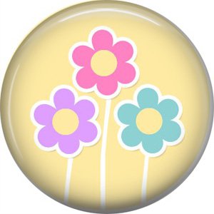Spring Flowers on Yellow Background 1 Inch Button Badge Pin Pinback Button - 2071