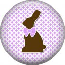 Easter Bunny with Pink Bow 1 Inch Button Badge Pin Pinback Button - 2072