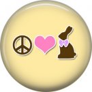 Peace Love Bunny on Yellow Background 1 Inch Button Badge Pin Pinback Button - 2074