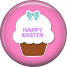 Happy Easter Cupcake on Pink Background 1 Inch Button Badge Pin Pinback Button - 2076
