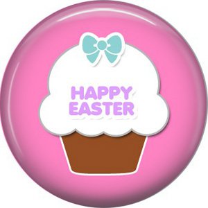 Happy Easter Cupcake on Pink Background 1 Inch Button Badge Pin Pinback Button - 2076