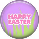 Happy Easter with Grass on Purple Background 1 Inch Button Badge Pin Pinback Button - 2078