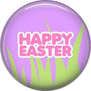 Happy Easter with Grass on Purple Background 1 Inch Button Badge Pin Pinback Button - 2078