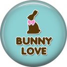 Bunny Love on Blue Background 1 Inch Button Badge Pin Pinback Button - 2082