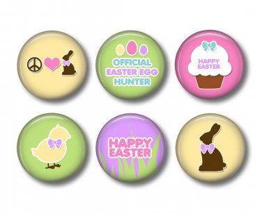 Easter Spring Time Bunny Love, 12 1 Inch Pinback Buttons - Set 4